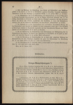 Post- und Telegraphen-Verordnungsblatt für das Verwaltungsgebiet des K.-K. Handelsministeriums 19170123 Seite: 2