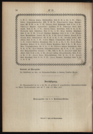 Post- und Telegraphen-Verordnungsblatt für das Verwaltungsgebiet des K.-K. Handelsministeriums 19170219 Seite: 4