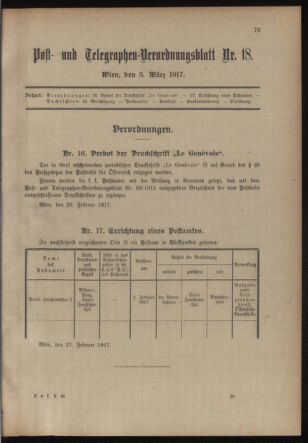 Post- und Telegraphen-Verordnungsblatt für das Verwaltungsgebiet des K.-K. Handelsministeriums