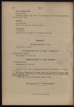 Post- und Telegraphen-Verordnungsblatt für das Verwaltungsgebiet des K.-K. Handelsministeriums 19170413 Seite: 4