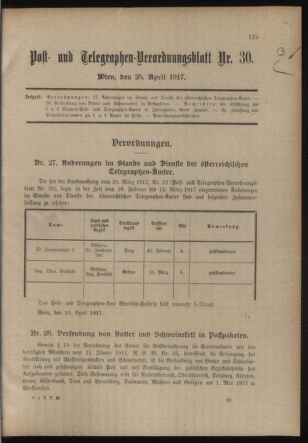 Post- und Telegraphen-Verordnungsblatt für das Verwaltungsgebiet des K.-K. Handelsministeriums