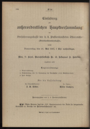 Post- und Telegraphen-Verordnungsblatt für das Verwaltungsgebiet des K.-K. Handelsministeriums 19170509 Seite: 4