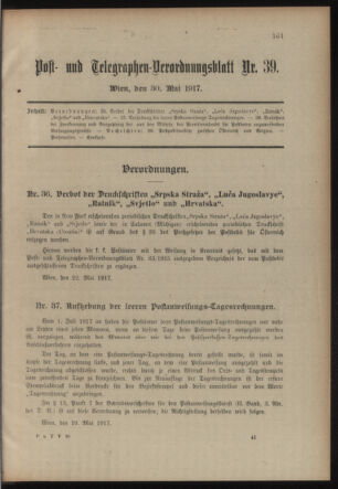 Post- und Telegraphen-Verordnungsblatt für das Verwaltungsgebiet des K.-K. Handelsministeriums