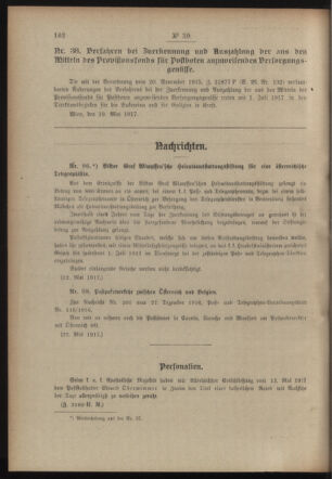 Post- und Telegraphen-Verordnungsblatt für das Verwaltungsgebiet des K.-K. Handelsministeriums 19170530 Seite: 2