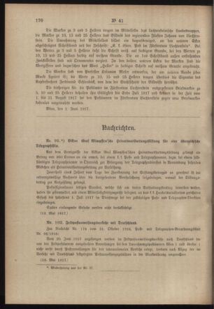 Post- und Telegraphen-Verordnungsblatt für das Verwaltungsgebiet des K.-K. Handelsministeriums 19170606 Seite: 2