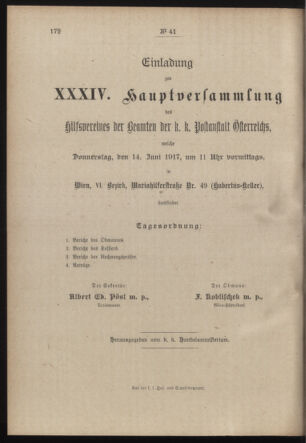 Post- und Telegraphen-Verordnungsblatt für das Verwaltungsgebiet des K.-K. Handelsministeriums 19170606 Seite: 4