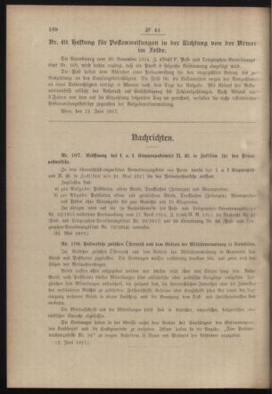 Post- und Telegraphen-Verordnungsblatt für das Verwaltungsgebiet des K.-K. Handelsministeriums 19170615 Seite: 2