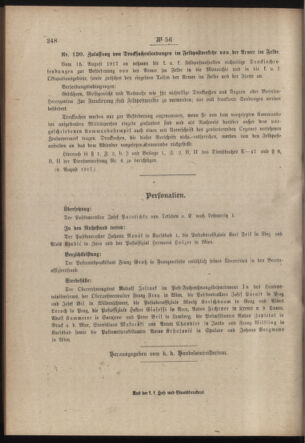 Post- und Telegraphen-Verordnungsblatt für das Verwaltungsgebiet des K.-K. Handelsministeriums 19170813 Seite: 4