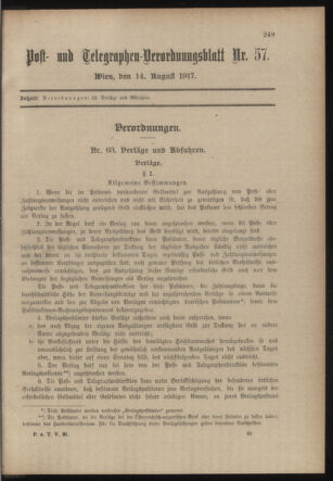 Post- und Telegraphen-Verordnungsblatt für das Verwaltungsgebiet des K.-K. Handelsministeriums