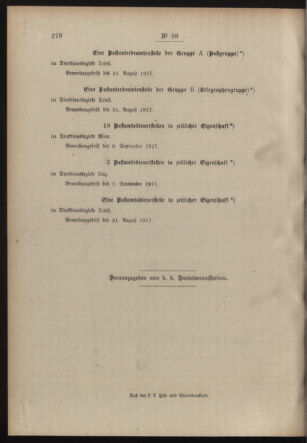 Post- und Telegraphen-Verordnungsblatt für das Verwaltungsgebiet des K.-K. Handelsministeriums 19170817 Seite: 4