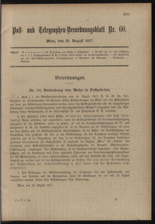 Post- und Telegraphen-Verordnungsblatt für das Verwaltungsgebiet des K.-K. Handelsministeriums