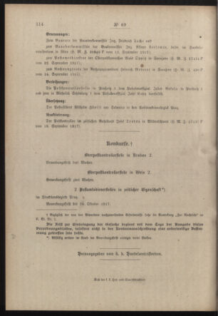 Post- und Telegraphen-Verordnungsblatt für das Verwaltungsgebiet des K.-K. Handelsministeriums 19171006 Seite: 4