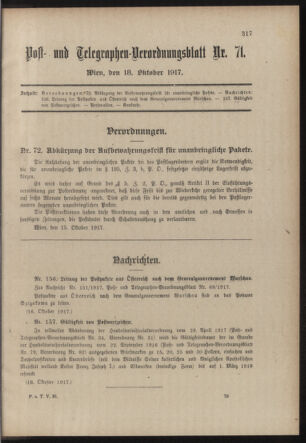 Post- und Telegraphen-Verordnungsblatt für das Verwaltungsgebiet des K.-K. Handelsministeriums