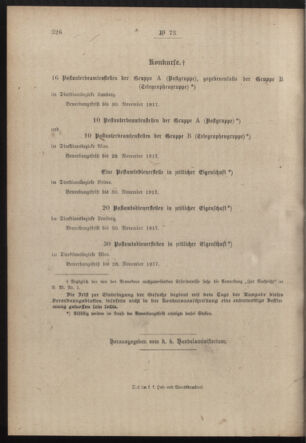 Post- und Telegraphen-Verordnungsblatt für das Verwaltungsgebiet des K.-K. Handelsministeriums 19171102 Seite: 4