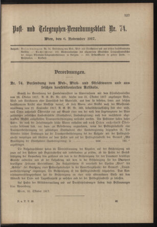 Post- und Telegraphen-Verordnungsblatt für das Verwaltungsgebiet des K.-K. Handelsministeriums