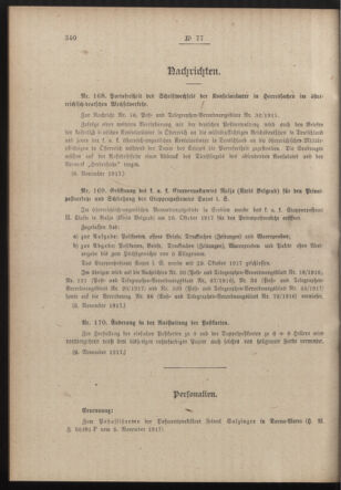 Post- und Telegraphen-Verordnungsblatt für das Verwaltungsgebiet des K.-K. Handelsministeriums 19171116 Seite: 2