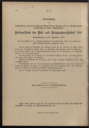 Post- und Telegraphen-Verordnungsblatt für das Verwaltungsgebiet des K.-K. Handelsministeriums 19171116 Seite: 4