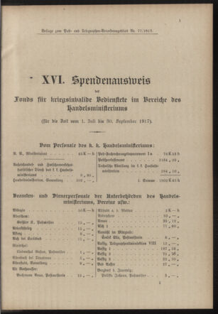 Post- und Telegraphen-Verordnungsblatt für das Verwaltungsgebiet des K.-K. Handelsministeriums 19171116 Seite: 5