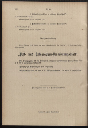 Post- und Telegraphen-Verordnungsblatt für das Verwaltungsgebiet des K.-K. Handelsministeriums 19171128 Seite: 4