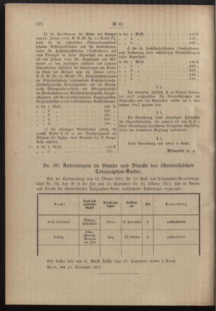 Post- und Telegraphen-Verordnungsblatt für das Verwaltungsgebiet des K.-K. Handelsministeriums 19171130 Seite: 2