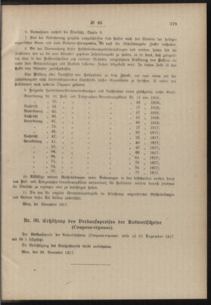 Post- und Telegraphen-Verordnungsblatt für das Verwaltungsgebiet des K.-K. Handelsministeriums 19171207 Seite: 7