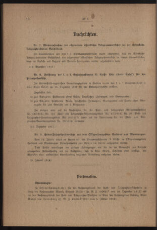 Post- und Telegraphen-Verordnungsblatt für das Verwaltungsgebiet des K.-K. Handelsministeriums 19180116 Seite: 2