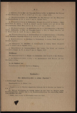 Post- und Telegraphen-Verordnungsblatt für das Verwaltungsgebiet des K.-K. Handelsministeriums 19180116 Seite: 3