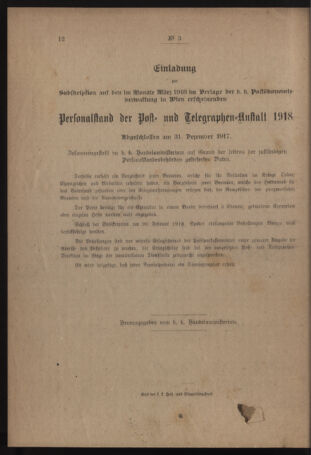 Post- und Telegraphen-Verordnungsblatt für das Verwaltungsgebiet des K.-K. Handelsministeriums 19180116 Seite: 4