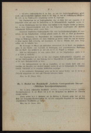 Post- und Telegraphen-Verordnungsblatt für das Verwaltungsgebiet des K.-K. Handelsministeriums 19180130 Seite: 2