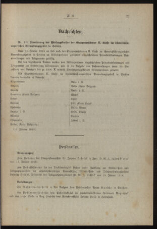 Post- und Telegraphen-Verordnungsblatt für das Verwaltungsgebiet des K.-K. Handelsministeriums 19180130 Seite: 3