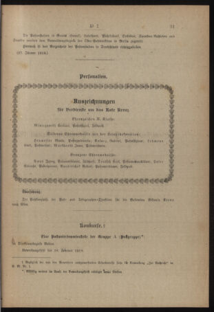 Post- und Telegraphen-Verordnungsblatt für das Verwaltungsgebiet des K.-K. Handelsministeriums 19180131 Seite: 3