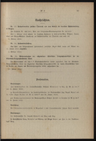 Post- und Telegraphen-Verordnungsblatt für das Verwaltungsgebiet des K.-K. Handelsministeriums 19180214 Seite: 3