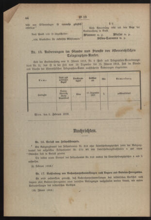 Post- und Telegraphen-Verordnungsblatt für das Verwaltungsgebiet des K.-K. Handelsministeriums 19180220 Seite: 2