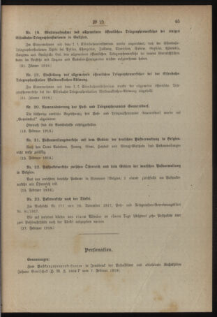 Post- und Telegraphen-Verordnungsblatt für das Verwaltungsgebiet des K.-K. Handelsministeriums 19180220 Seite: 3