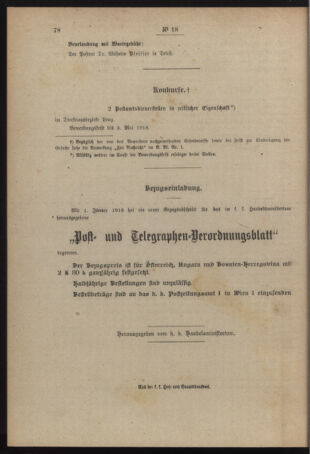 Post- und Telegraphen-Verordnungsblatt für das Verwaltungsgebiet des K.-K. Handelsministeriums 19180413 Seite: 4