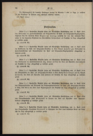 Post- und Telegraphen-Verordnungsblatt für das Verwaltungsgebiet des K.-K. Handelsministeriums 19180430 Seite: 2