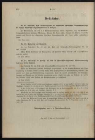 Post- und Telegraphen-Verordnungsblatt für das Verwaltungsgebiet des K.-K. Handelsministeriums 19180612 Seite: 2