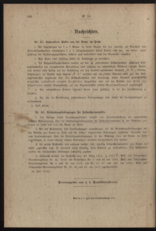 Post- und Telegraphen-Verordnungsblatt für das Verwaltungsgebiet des K.-K. Handelsministeriums 19180709 Seite: 8