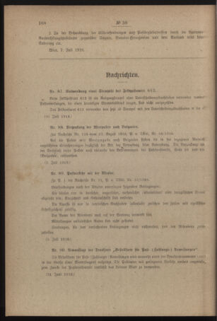 Post- und Telegraphen-Verordnungsblatt für das Verwaltungsgebiet des K.-K. Handelsministeriums 19180712 Seite: 2