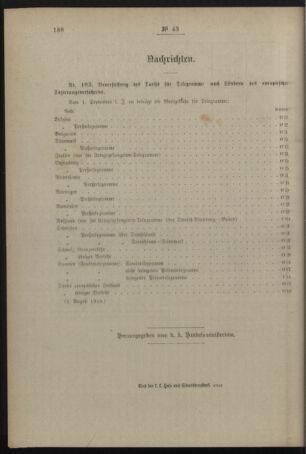 Post- und Telegraphen-Verordnungsblatt für das Verwaltungsgebiet des K.-K. Handelsministeriums 19180808 Seite: 10