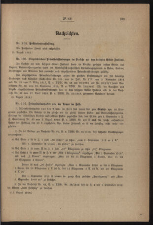 Post- und Telegraphen-Verordnungsblatt für das Verwaltungsgebiet des K.-K. Handelsministeriums 19180820 Seite: 3