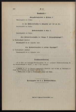 Post- und Telegraphen-Verordnungsblatt für das Verwaltungsgebiet des K.-K. Handelsministeriums 19180901 Seite: 14