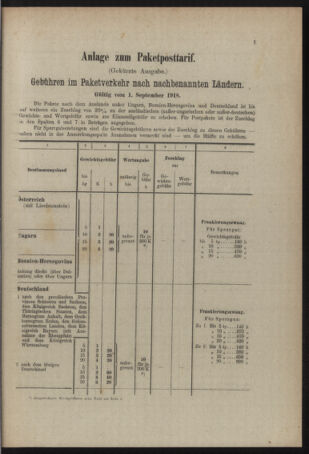 Post- und Telegraphen-Verordnungsblatt für das Verwaltungsgebiet des K.-K. Handelsministeriums 19180901 Seite: 3