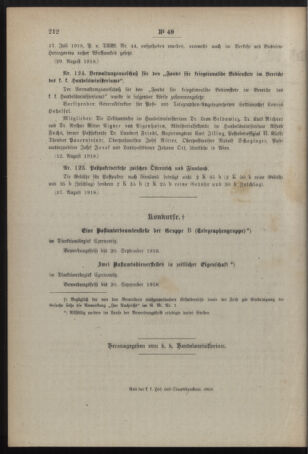 Post- und Telegraphen-Verordnungsblatt für das Verwaltungsgebiet des K.-K. Handelsministeriums 19180907 Seite: 4