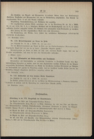 Post- und Telegraphen-Verordnungsblatt für das Verwaltungsgebiet des K.-K. Handelsministeriums 19181007 Seite: 7