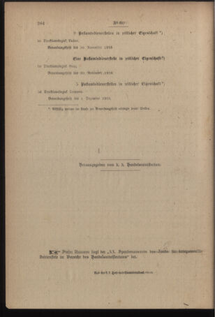 Post- und Telegraphen-Verordnungsblatt für das Verwaltungsgebiet des K.-K. Handelsministeriums 19181106 Seite: 10