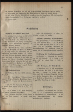 Post- und Telegraphen-Verordnungsblatt für das Verwaltungsgebiet des K.-K. Handelsministeriums 19220112 Seite: 21