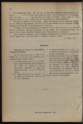 Post- und Telegraphen-Verordnungsblatt für das Verwaltungsgebiet des K.-K. Handelsministeriums 19220125 Seite: 6