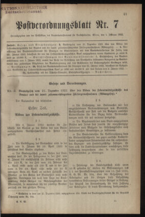 Post- und Telegraphen-Verordnungsblatt für das Verwaltungsgebiet des K.-K. Handelsministeriums 19220201 Seite: 1