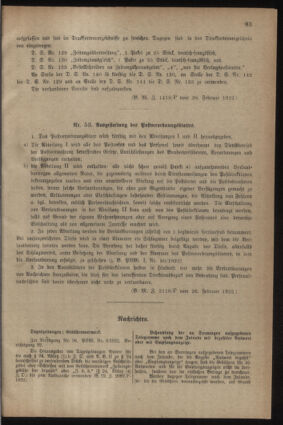 Post- und Telegraphen-Verordnungsblatt für das Verwaltungsgebiet des K.-K. Handelsministeriums 19220302 Seite: 3